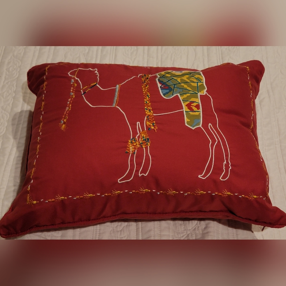 Azalea Skye Moroccan Nights Decorative Pillow Embroidered Camel 12"× 16" -Zipper